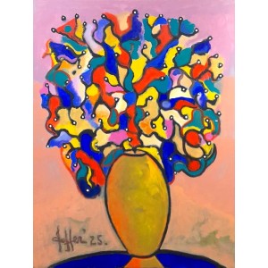 Wahab Jaffar, 36 x 48 Inch, Acrylic on Canvas, Floral Painting, AC-WJF-058